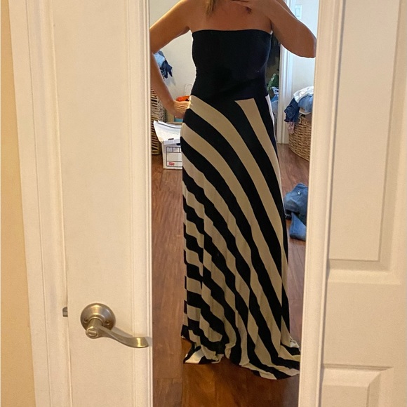 Long black and cream maxi dress - Picture 1 of 2